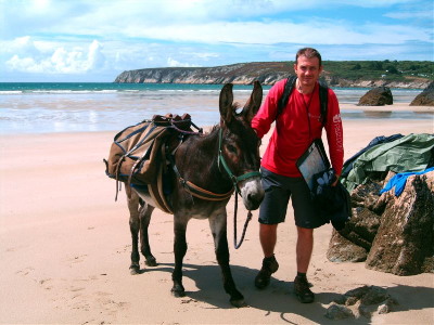 randonnée avec des ânes sur la plage finistère bretagne